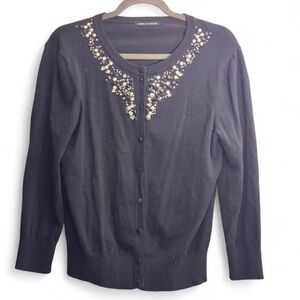 Cable & Gauge Black Cardigan with Embellishments